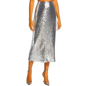 NEW HVN Sz 6 Sequin SKIRT Silver - STUNNING